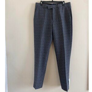 ASOS Design Smart Slim Trouser in Dark Grey Polka Dot Herringbone